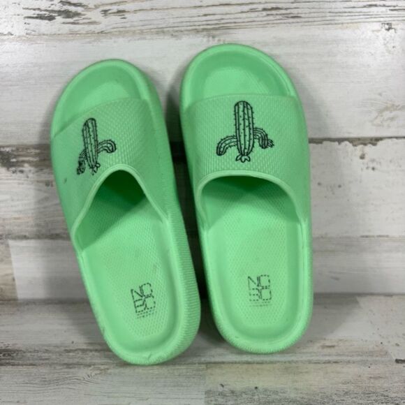 NOBO Womens Slide Summer Slippers Comfort Slip On Cactus Print Green Size 7 - Picture 5 of 6